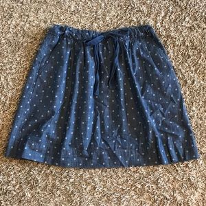 Denim, White Polka Dot Skirt w/ Pockets!